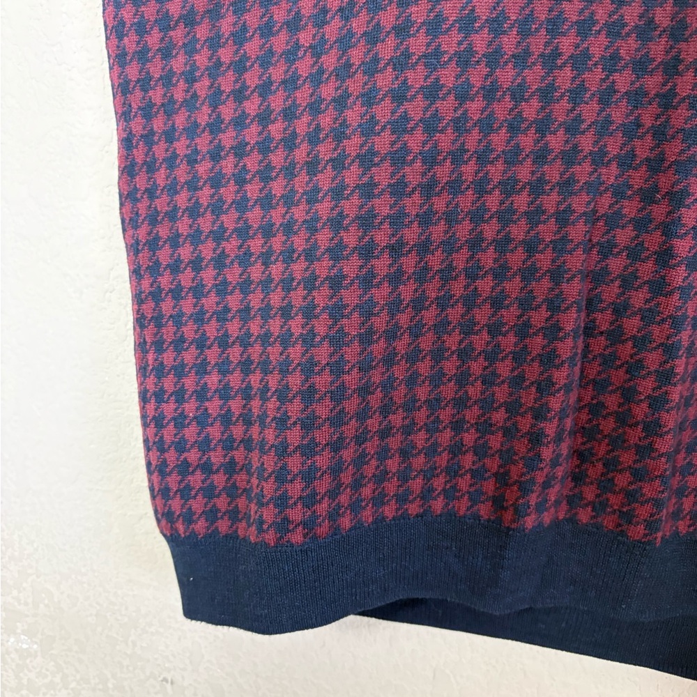 Brooks Brothers Merino Wool Navy & Burgundy V-Neck Herringbone Sweater Size XL - Picture 6 of 15